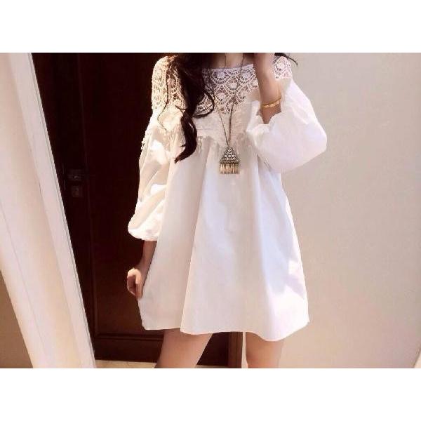 レース ワンピース ワンピ チュニック ホワイト 白 ドレス シースルー オーガンジー ショール風 韓国 ファッション ブラウス シャツ ショート ミ Buyee Servis Zakupok Tretim Licom Buyee Pokupajte Iz Yaponii