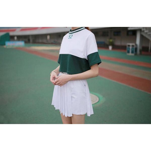 へそ出し 半袖 Tシャツ スポーティ ショート丈 バイカラー 緑白 カジュアル スポカジ トップス 春夏 双子コーデ Buyee 日本代购平台 产品购物网站大全 Buyee一站式代购 Bot Online