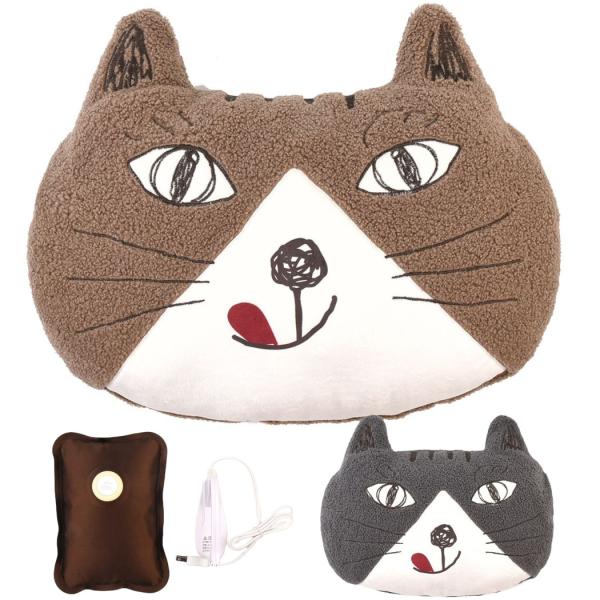 シックボア雑貨24-7668　ぬくぬくたんぽクッション　ミチョロぬいぐるみのポケットにあたためた蓄熱式湯たんぽを入れて使用する中綿入りのクッションです。お膝に乗せると適度な重みと温かさがまるで子猫を乗せているよう。すべて刺繍で仕上げています...