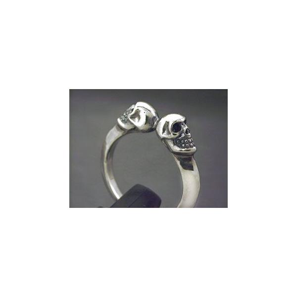 【シルバーアクセサリー】ツイン10スカルリング
