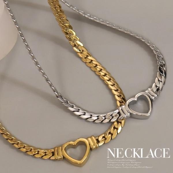 オープンハート　チェーンネックレス ネックレス チェーン オープンハート シルバー ゴールド チェーン
