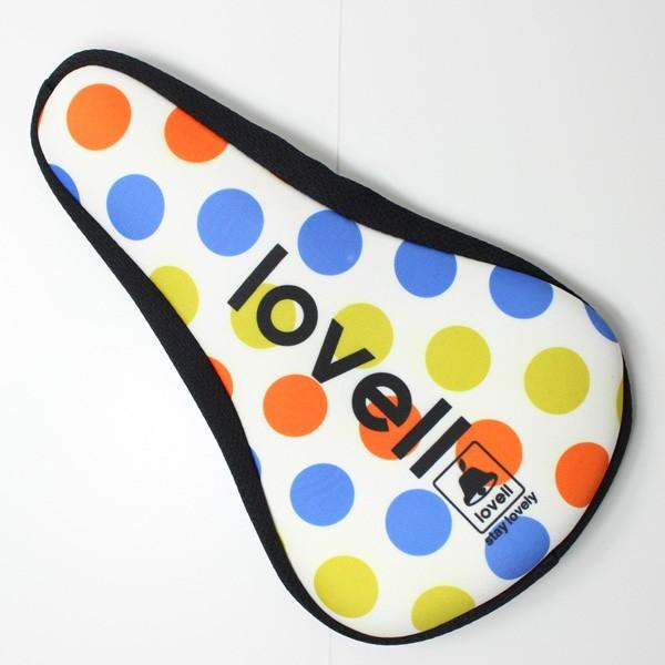 サドルカバー 自転車 ドット柄 ラベル　lovell ロードバイク クロスバイク サイクリング　ゲル素材
