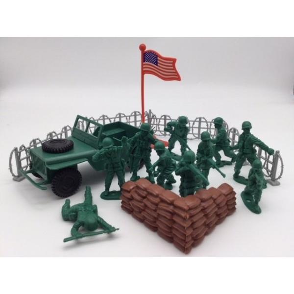 約1/32 アメリカ軍 トイソルジャー＆ジープ プレイセット フィギュア おもちゃの兵隊 グリーンアーミーメン