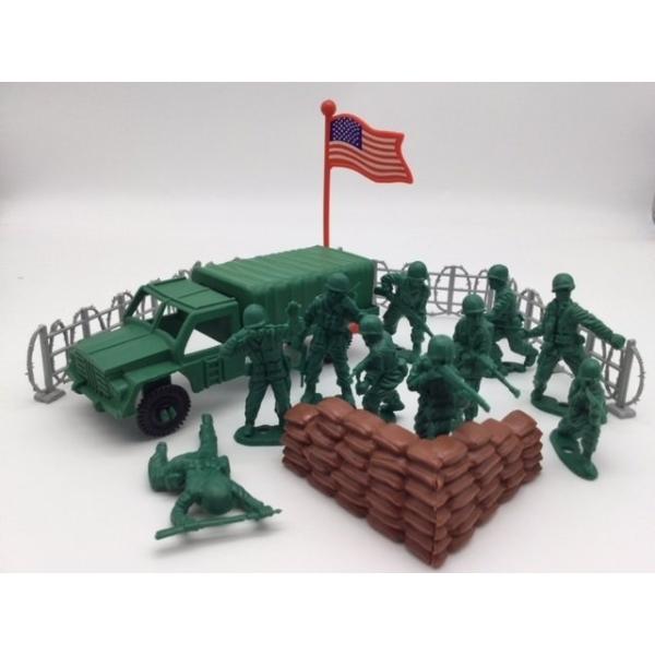 約1/32 アメリカ軍 トイソルジャー＆トラック プレイセット フィギュア おもちゃの兵隊 グリーンアーミーメン