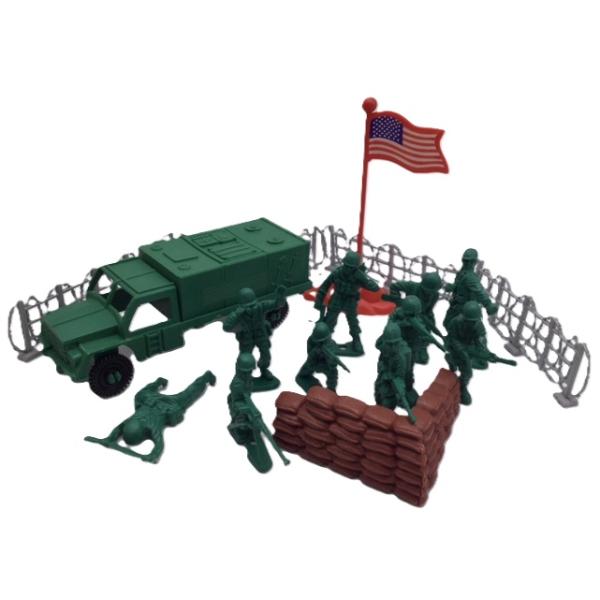 約1/32 アメリカ軍 トイソルジャー＆司令車 プレイセット フィギュア おもちゃの兵隊 グリーンアーミーメン