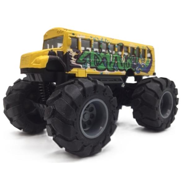 ミニカー モンスター スクールバス 黄色 グラフィック サスペンション