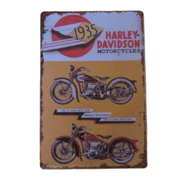 ハーレーダビッドソン　アンティーク　看板 ハーレーダビッドソン 1935 金属製 メタルサインプレート HARLEY
