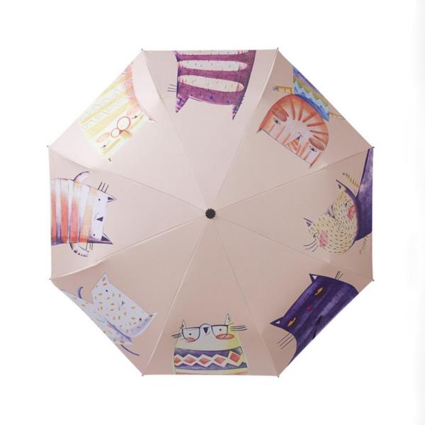 折りたたみ傘 可愛い猫柄 雨傘 日傘 遮光遮熱 超撥水性良く 紫外線予防