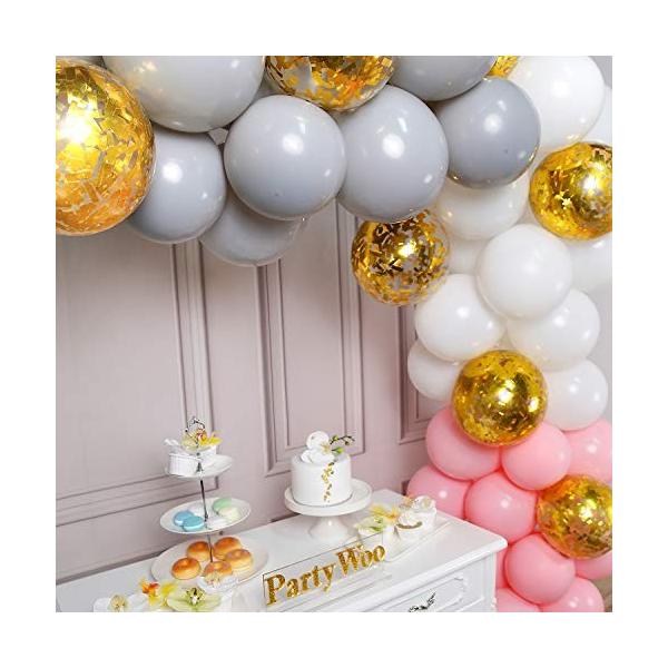 Partywoo 風船 グレー ピンク 70個 4色 飾り付け ベビーシ 白い風船 海外限定 バルーン 誕生日 コンフェッティバルーン