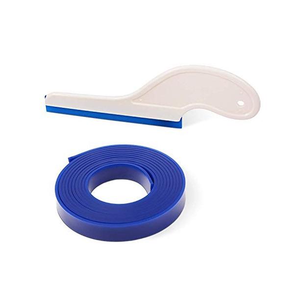 Foshio 1個白プロなガラス掃除水切りワイパースクイジー ミラシャーワワイパースクレーパー 45cm青いシリコンラバーブレード付き 浴室キッチン 爆買いセール