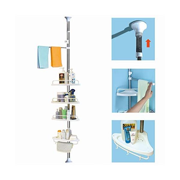 Hrs 浴室収納 ラック コーナーラック お風呂 つっぱり段 高さ115 310cm タオ 浴室 収納 割り引き コーナー 浴室用ラック シャンプー 棚