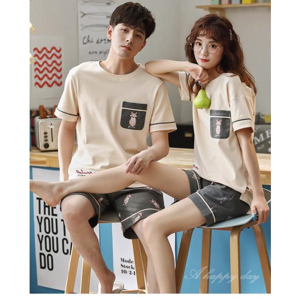 日本代購 Japanchill 日本代購轉運空運船運全球配送 部屋着ペアパジャマカップルペアお揃いパジャマ恋人部屋着 上下セットパジャマルームウェアペアパジャマカップル