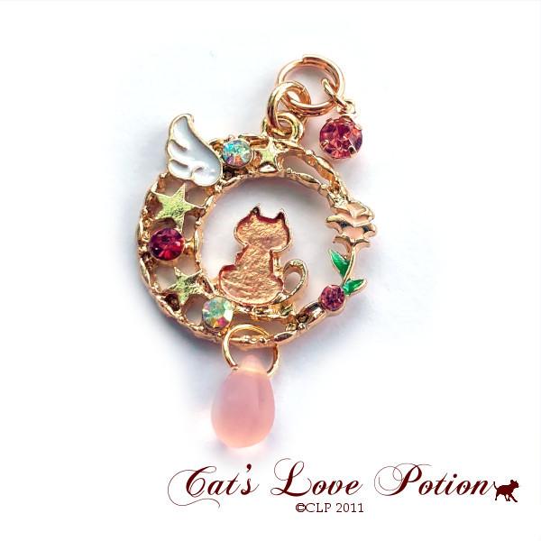 猫の天使のストラップ 猫 ストラップ 天使ねこ ドロップ チャーム Cat's Love Potion : CLP