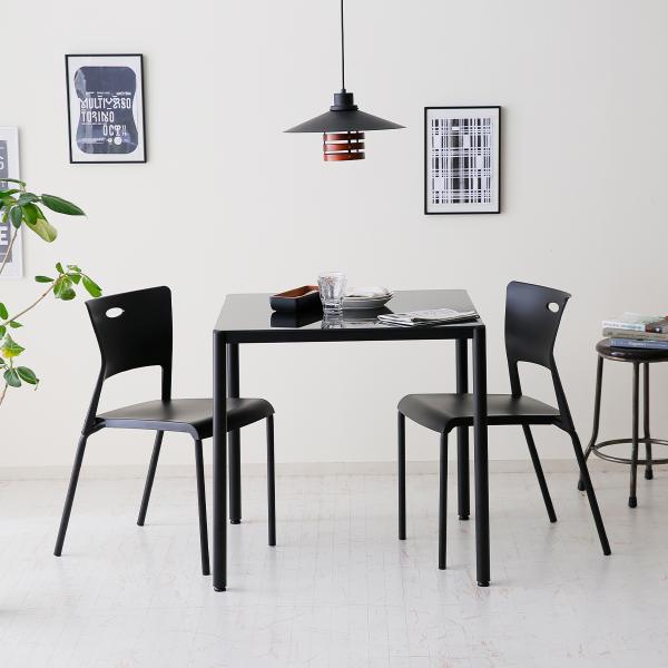 LOWYA ロウヤ ダイニングテーブル 3点セット 2人掛け ガラステーブル