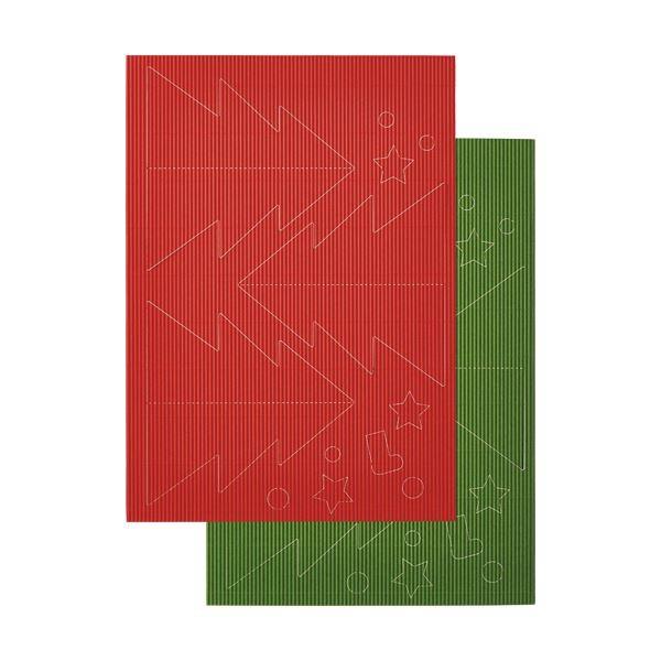 （まとめ） ヒサゴ リップルボード 薄口 型抜きクリスマスツリー 緑・赤 RBUT3 1パック 〔×10セット〕
