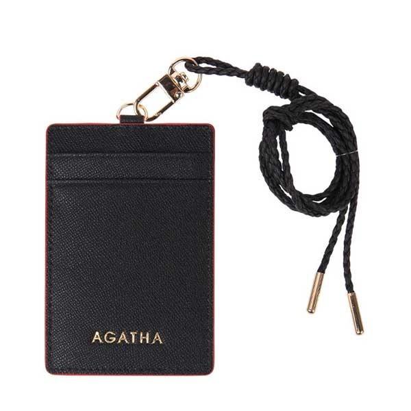 AGATHA（アガタ）AGT211-324 レザー仕様のネックストラップ付カードケース ブラック
