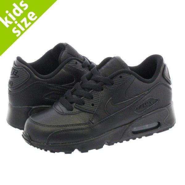 キッズサイズ 16cm 22cm Nike Air Max 90 Ltr Ps ナイキ エア マックス 90 レザー Ps Black Black 3414 001 3414 001 Lowtex Plus 通販 Yahoo ショッピング