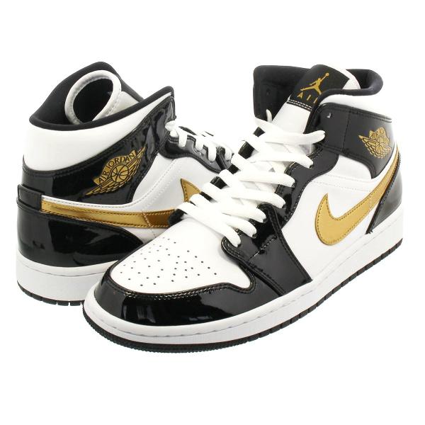 air jordan 1 mid black metallic gold white