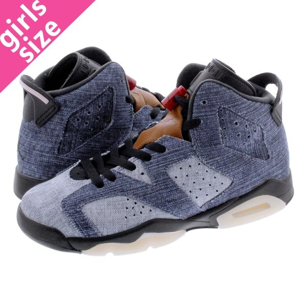 Nike Air Jordan 6 Retro Gs ナイキ 大好評です エア ジョーダン Denim Cv54 401 Varsity Red Washed Black レトロ Sail