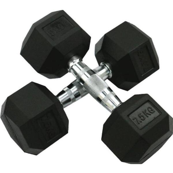 ダンベル 7.5kg 2個セット 合計15kg ラバー ヘックスダンベル HEXダンベル 六角ダンベル 鉄アレイ 室内 筋トレ
