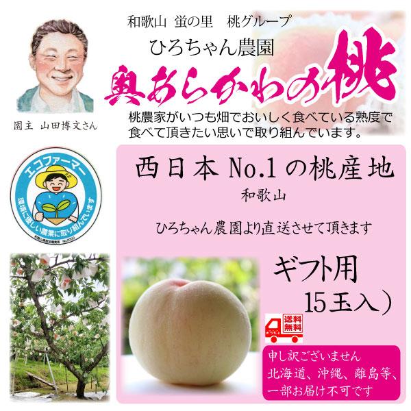 桃 お中元 あらかわの桃 あら川 ギフトひろちゃん農園 山田博文さんより直送 ギフト用 15玉入り 和歌山産 御中元 7月10日頃より出荷