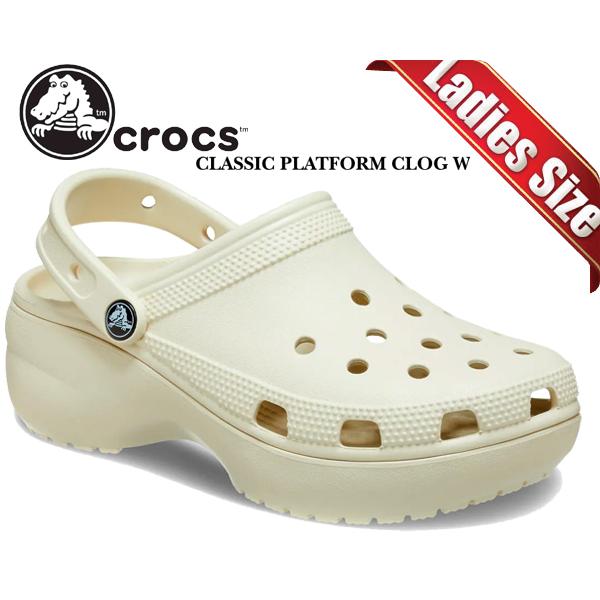 �N���b�N�X �N���V�b�N �v���b�g�t�H�[�� �N���b�O �E�B�����Y crocs CLASSIC PLATFORM CLOG W BONE 206750-2y2 �{�[�� ���f�B�[�X ���� �x�[�W��