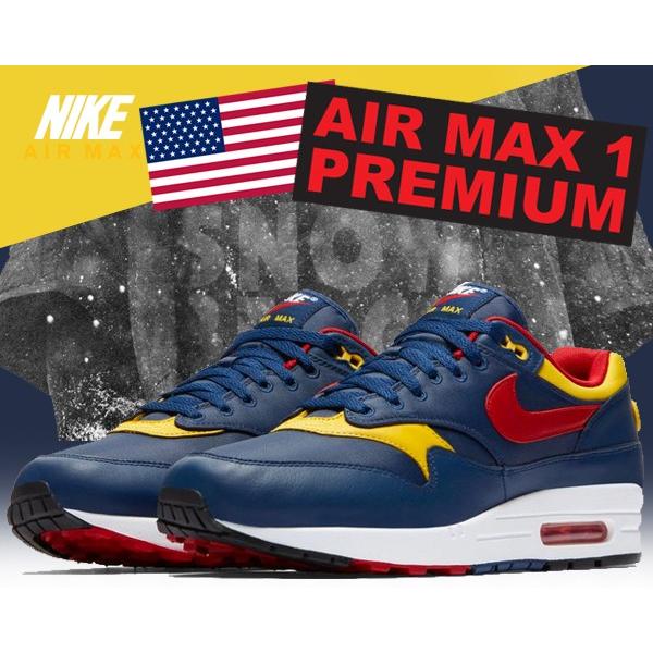 1 NIKE AIR MAX 1 PREMIUM navy gym red vivid sulfur 875844 403 I
