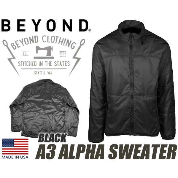 ビヨンド クロージング A3 アルファ セーター BEYOND CLOTHING A3 ALPHA SWEATER BLACK a3-0168-c10  ポーラテック ミッドレイヤー Polartec Alpha DWR 撥水