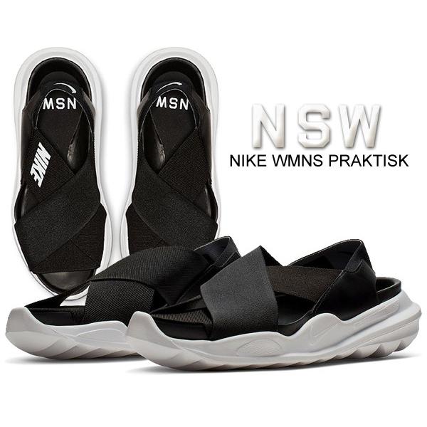 ナイキ ウィメンズ プラクティスク NIKE WMNS PRAKTISK black/white ao2722-002 サンダル スポーツサンダル  厚底 チャンキー スニーカー ゴムバンド スリッポン