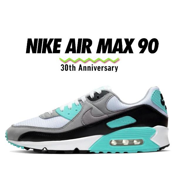 ナイキ エアマックス 90 30周年 NIKE AIR MAX 90 30th ANNIVERSARY white/particle  grey-hyper turquoise cd0881-100 スニーカー メンズ AM90 ターコイズ