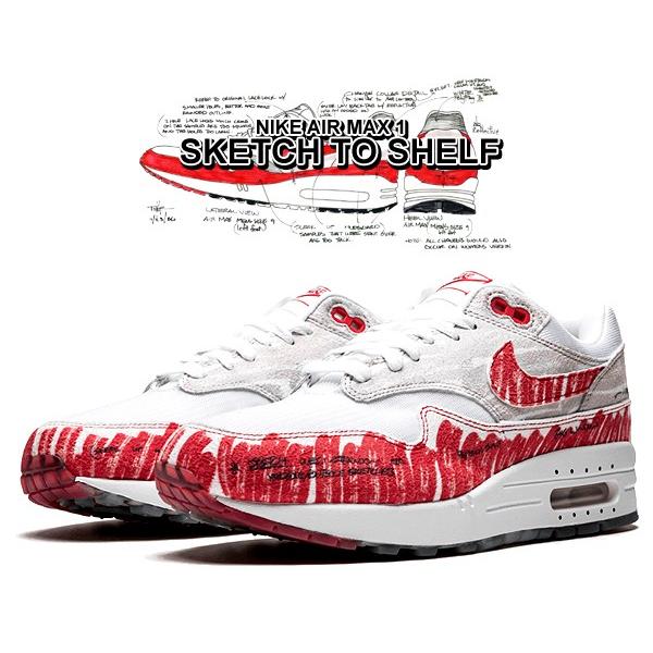 nike air max 1 sketch to shelf white red