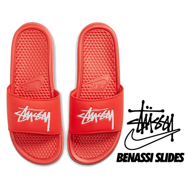 ナイキ ベナッシ ステューシー NIKE BENASSI STUSSY habanerd red/white cw2787-600 ハバネロ レッド  サンダル スライド