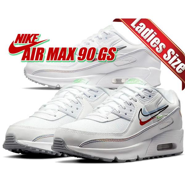 ナイキ エアマックス 90 ガールズ NIKE AIR MAX 90 GS white/lt green