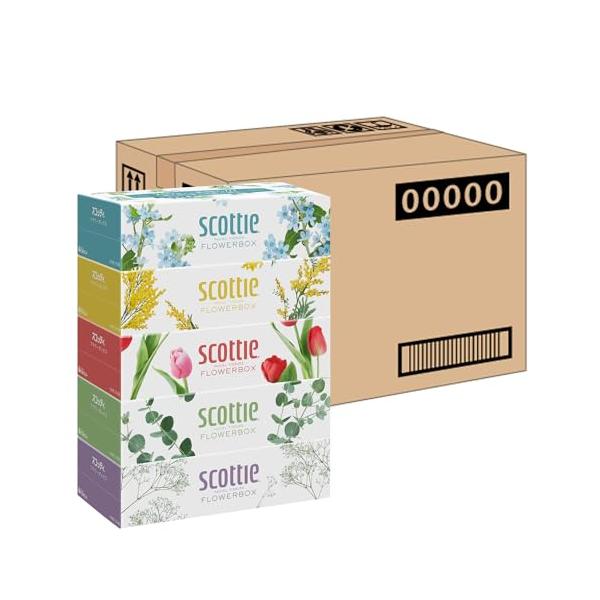 他サイト： ティッシュ 長持ち 500枚(250組) 60箱 スコッティ フラワーボックス (ケース品)の商品画像