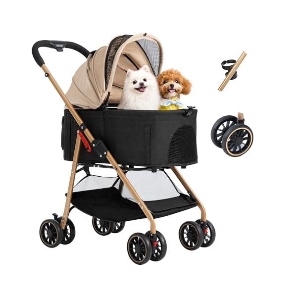 大66cmゆりかご ・ 中型犬専用MILA&LOUIS ペットカート 多頭の小型犬&猫 中型犬一匹用 軽量 犬 カート - 分離・全体として ワ