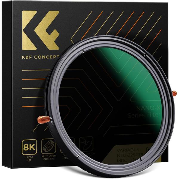 67mm ND2-ND32 K&F 可変　NDフィルター  X状ムラなし 67mm の磁気可変的な ND2-32 （1-5 の停止）レンズ フィルター