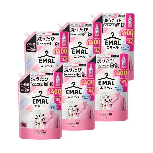 ケース販売エマール ハリ感チャージ成分２倍配合洗うたびカタチ回復 アロマティックブーケの香り つめかえ用 １４００ｇ×６個 大容量