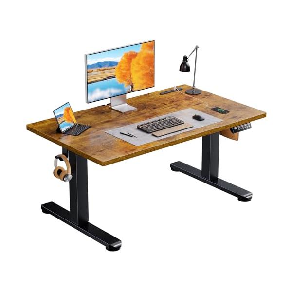 ErGear 電動昇降式デスク ロータイプ 48-72cm高さ調節 コンセント&USBポート付き 幅100cm ローデスク 4段階高さメモリー