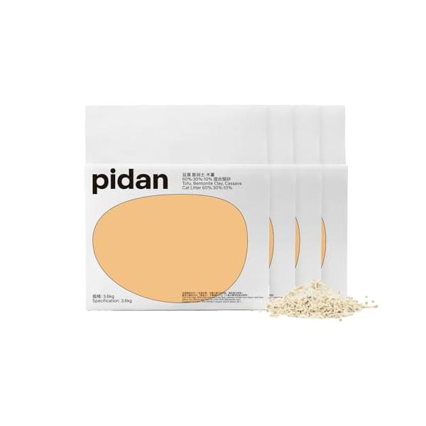 pidan 猫砂 おから 固まる ベントナイトとおから 混ぜる 脱臭 抗菌 真空パック 飛び散らない 天然素材 臭みから解放 (3.6kg×4袋