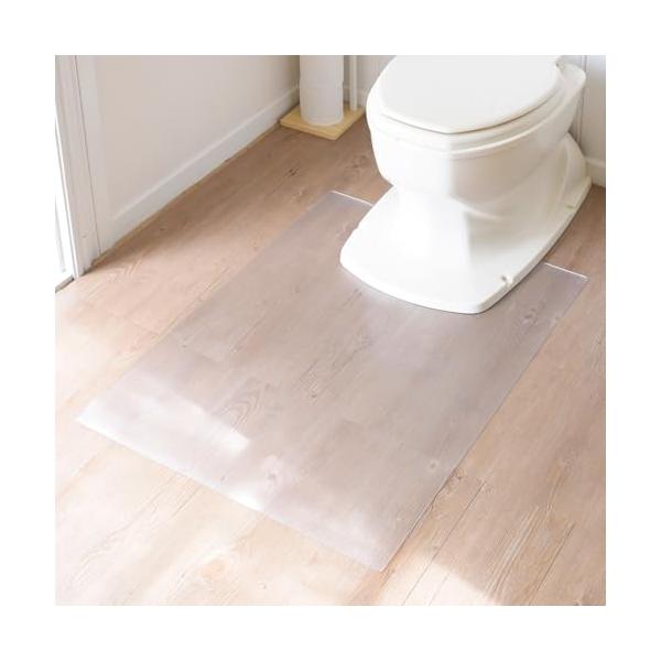 山善(YAMAZEN) トイレマット 拭ける 透明 PVCマット 60×80cm ハサミでカットできる お手入れカンタン トイレ 透明シート ク