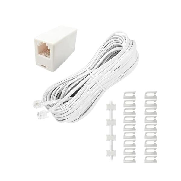 電話線 モジュラーケーブル 10m Tuguiyo 6極4芯 RJ11 6P4C 電話延長
