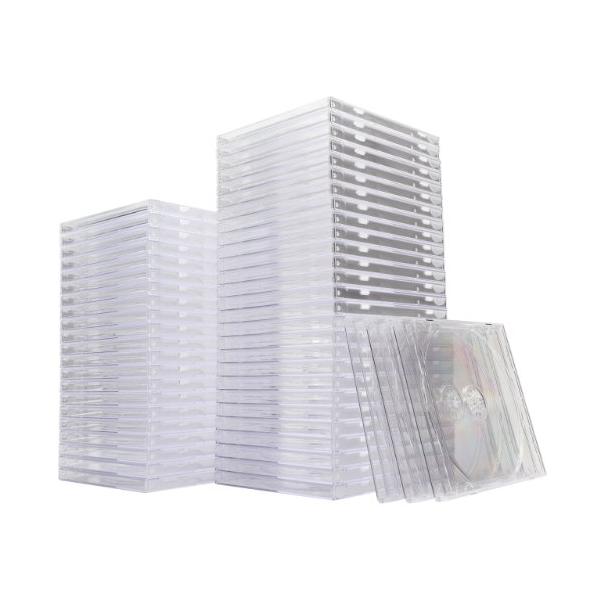 他サイト： サンワダイレクト DVD CDケース 10mm 1枚収納×50枚 プラケース ジャケット収納可 クリア 200-FCD024Cの商品画像