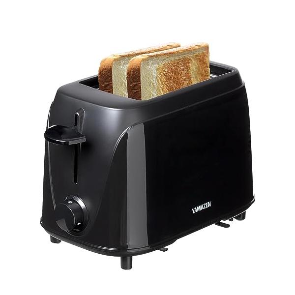 山善 トースター ポップアップトースター 2枚焼き トースト コンパクト 一人暮らし 焼き色調節機能 6枚切 8枚切 ブラック YUE-750(