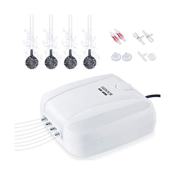 他サイト： FEDOUR パワー強い水槽エアーポンプ 10Ｗ四つ吐出口 魚と水栽培などに適用する酸素増加ポンプ アクセサリー付きの商品画像