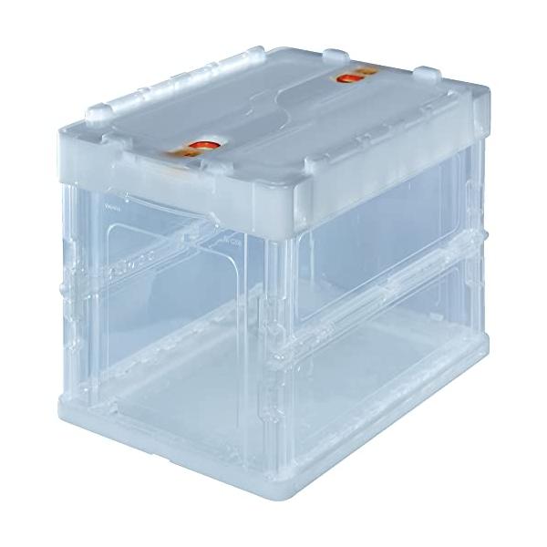 トラスコ 折りたたみコンテナ20L ×20個 トラスコ中山(TRUSCO) 薄型折りたたみコンテナ 20Lロックフタ付 透明