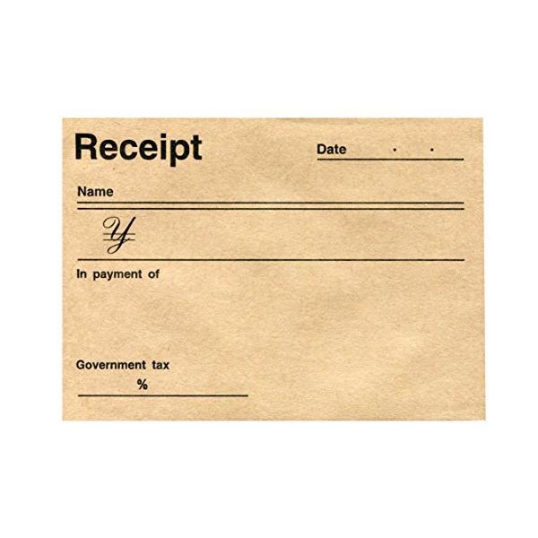 他サイト： クラフト用紙 領収証 英語表記4冊（50枚/冊） (領収証 英語版)の商品画像