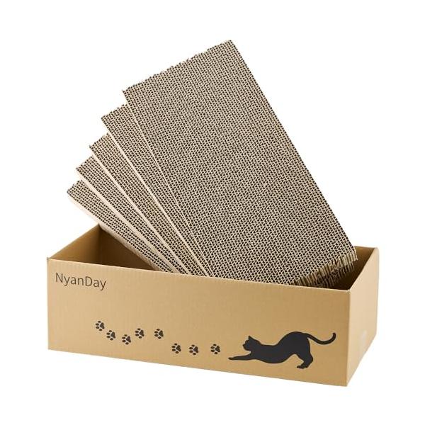 他サイト： NyanDay 猫 爪とぎ 段ボール 5枚入り 両面使える 猫ベッド 日本製 44.5×21×14cm (1個)の商品画像