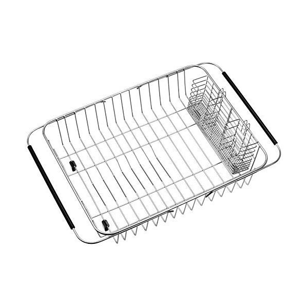 ステンレススチール製。/3/-・パッケージ個数:1・仕様サイズ：38*30*10cm 重量:(約)830g 耐荷重:(約)5kg 本体材質：ステンレス・省スペースデザイン二つのアームが38cmから54cmまで伸びることができて、シンクのサイ...