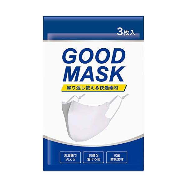 他サイト： DUEN GOOD MASK 夏用 スポーツ 冷感 ひんやり 3枚組 男女兼用 調整紐付き 立体構造 丸洗い 繰り返し使える レギュラー (ホワの商品画像