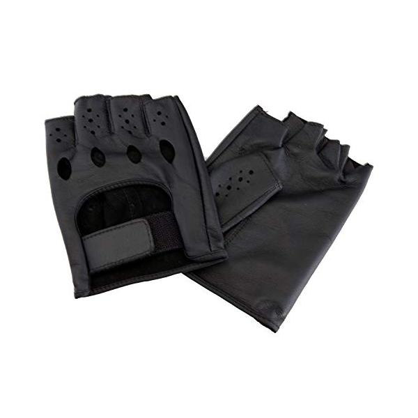 他サイト： レザックス(Lezax) JOYFIT ドライビンググローブ 半指羊革 黒 08の商品画像